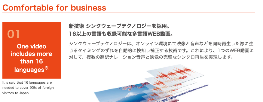 英語ページ。見出しは英訳され、指定した箇所は日本語のまま